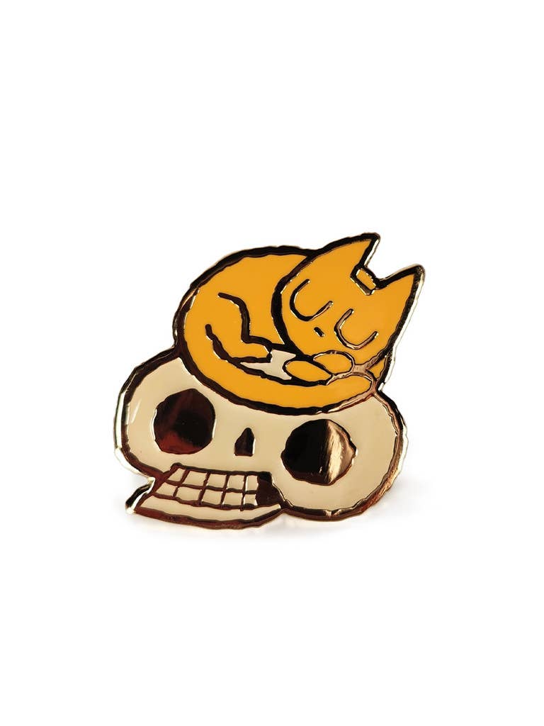 Cat and Skull Pin