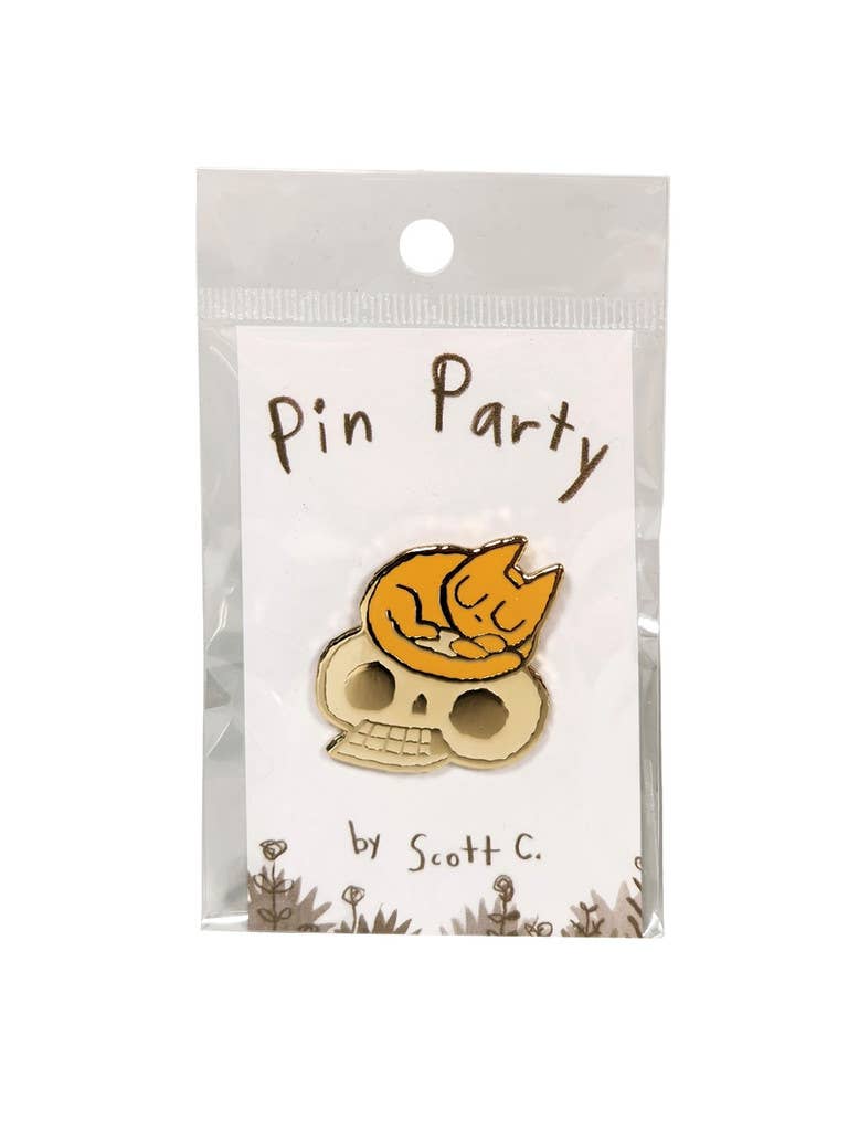 Cat and Skull Pin