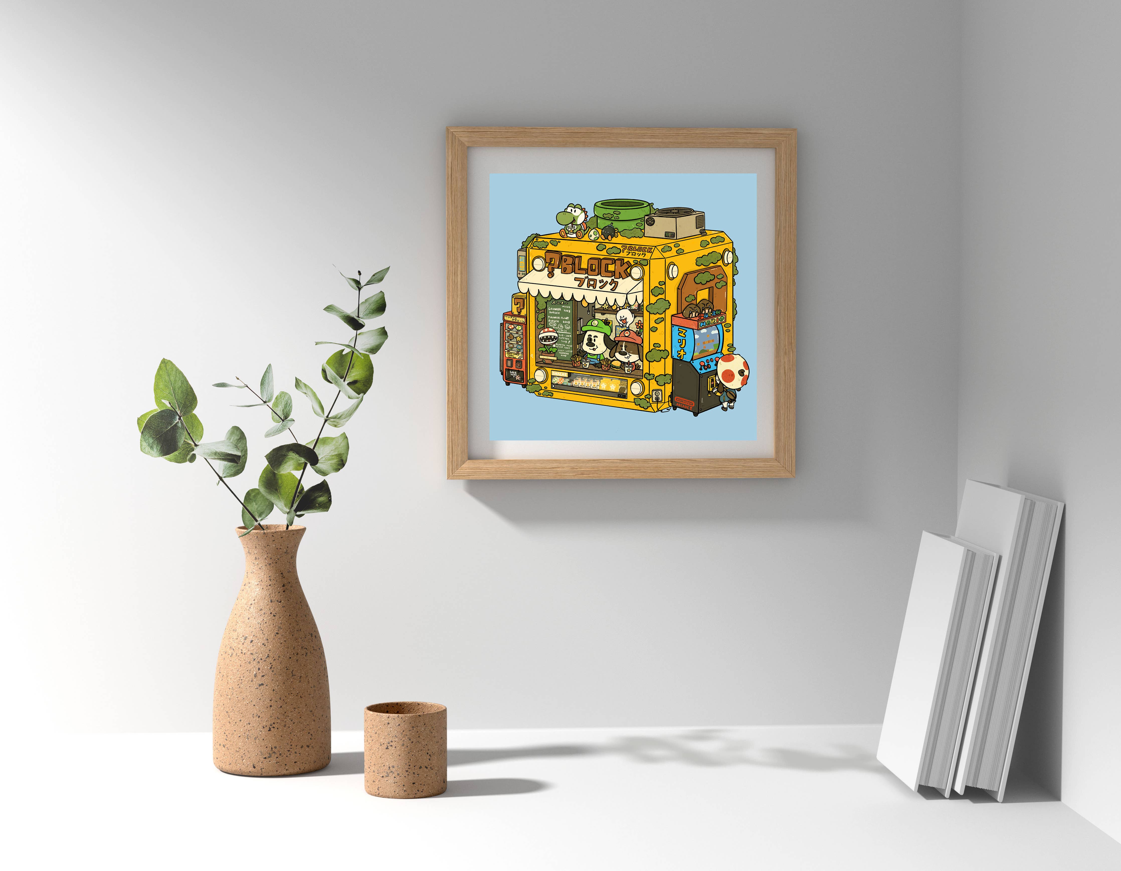 Mario Cube Cafe 8x8 Art Print