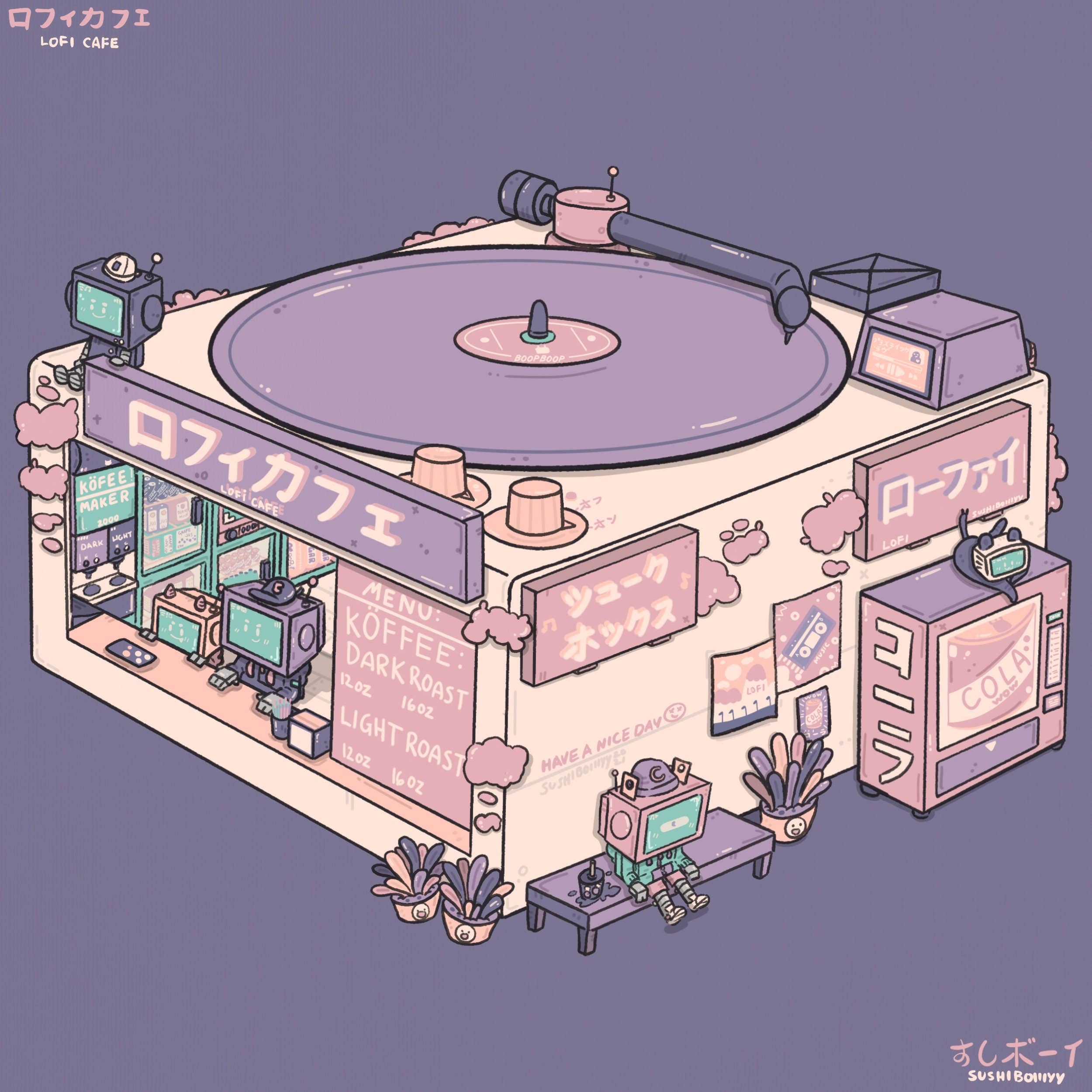 Lofi Cafe 8x8 Art Print