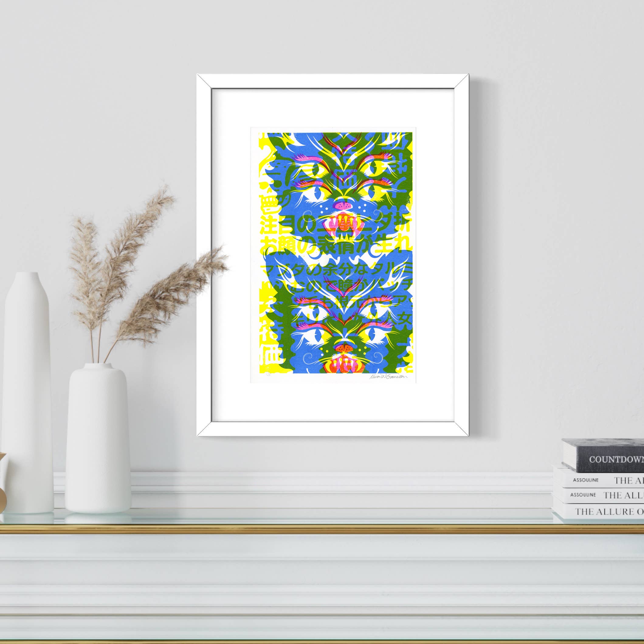 Four Eyed Feline - A3 Risograph Print with Animated AR