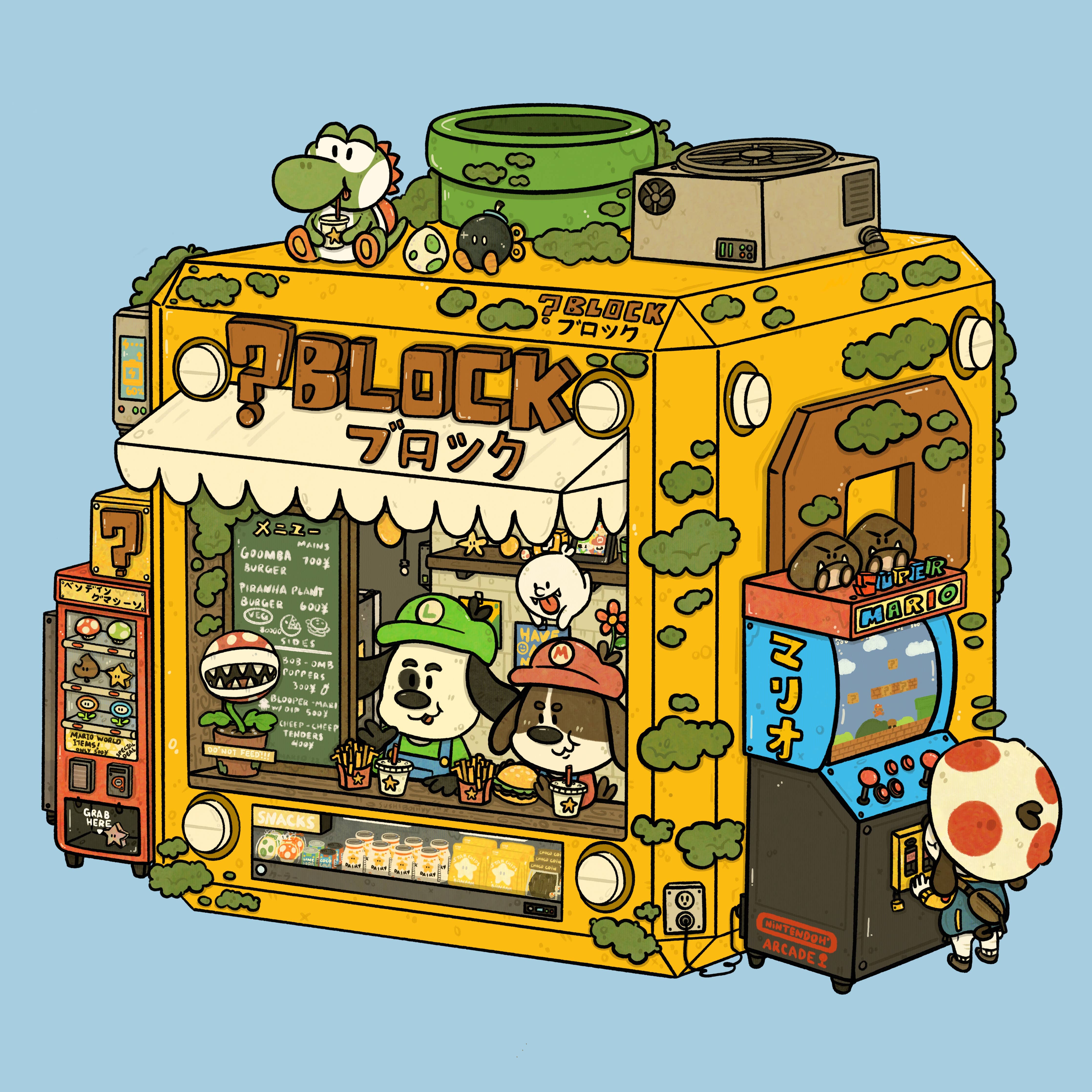 Mario Cube Cafe 8x8 Art Print