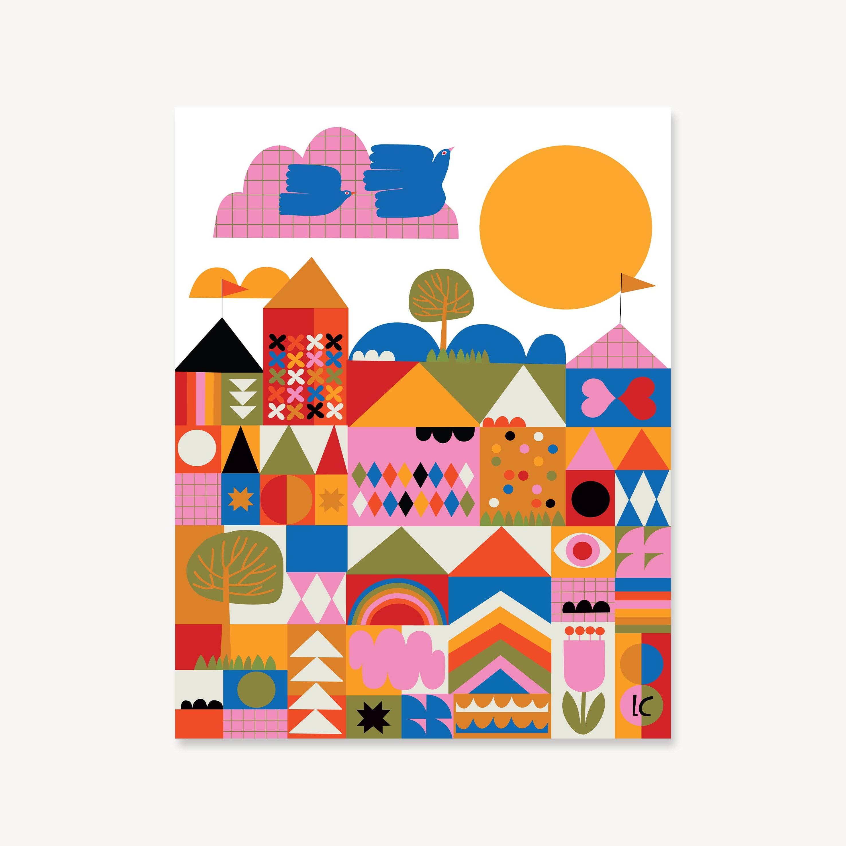 Happy Town - Art Print: 11" x 14"