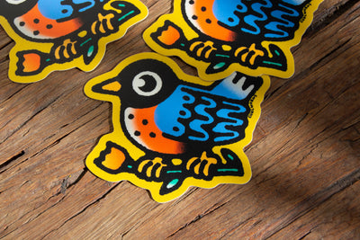 American Robin with Tulip - 3" Vinyl Sticker