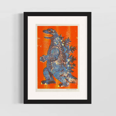 Godzilla King of Monsters - Risograph Print - Orange/Blue