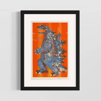 Godzilla King of Monsters - Risograph Print - Orange/Blue