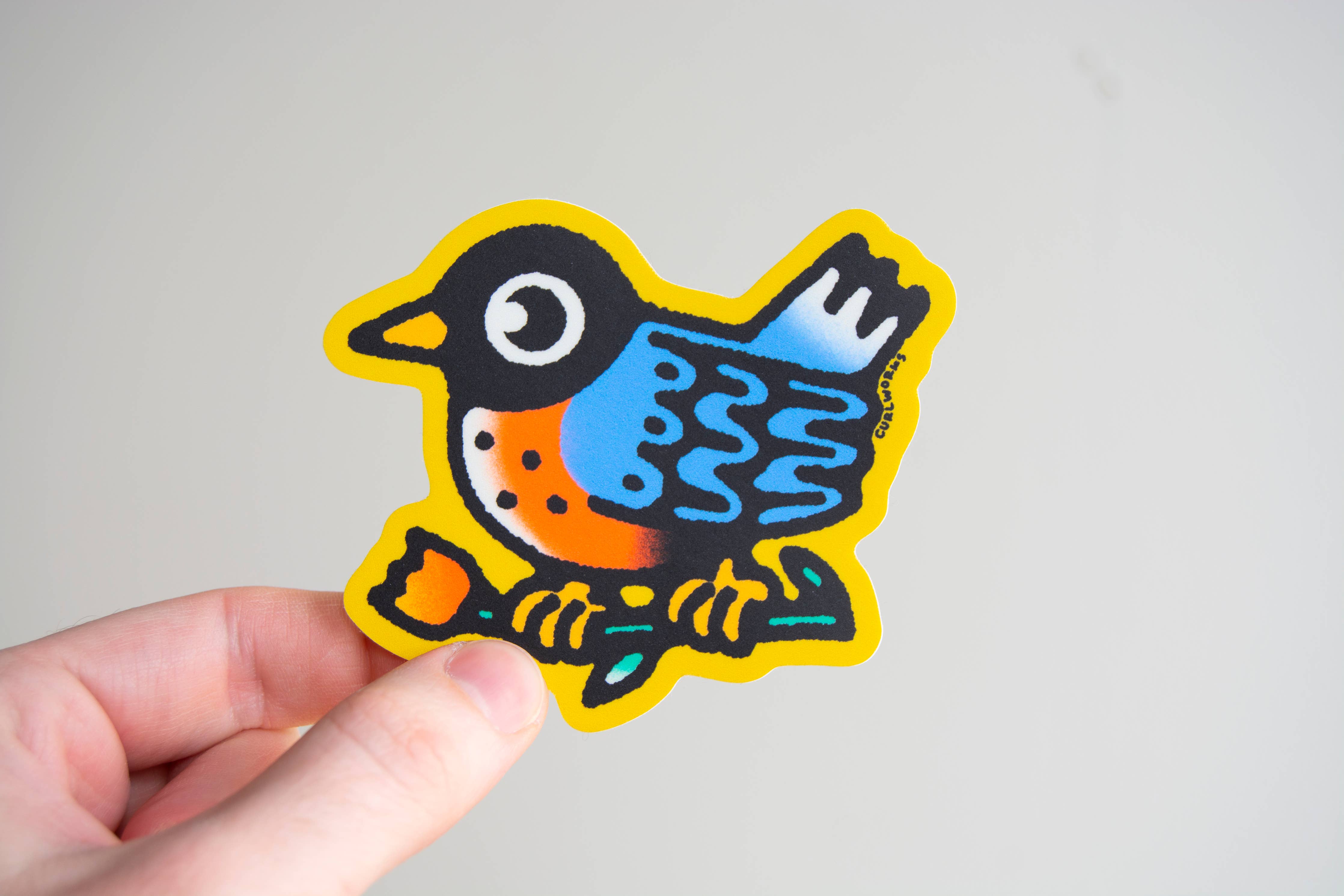 American Robin with Tulip - 3" Vinyl Sticker