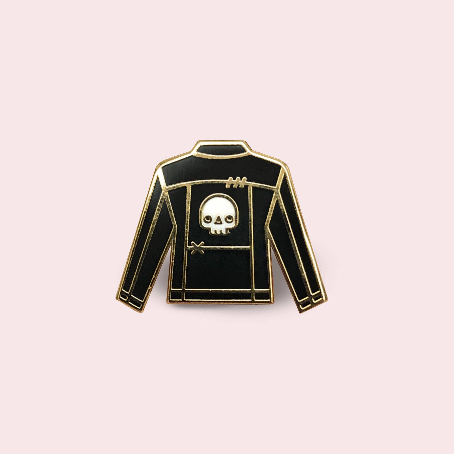 Black Jacket with Patch Enamel Pin