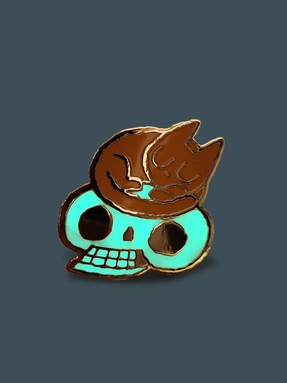 Cat and Skull Pin