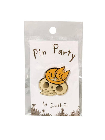 Cat and Skull Pin