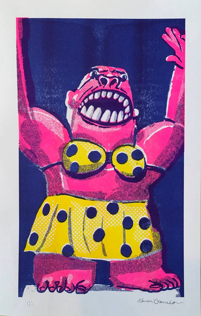 Teeny Weeny Yellow Polka Dot Bik - A3 Risograph Print