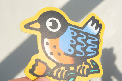 American Robin with Tulip - 3" Vinyl Sticker