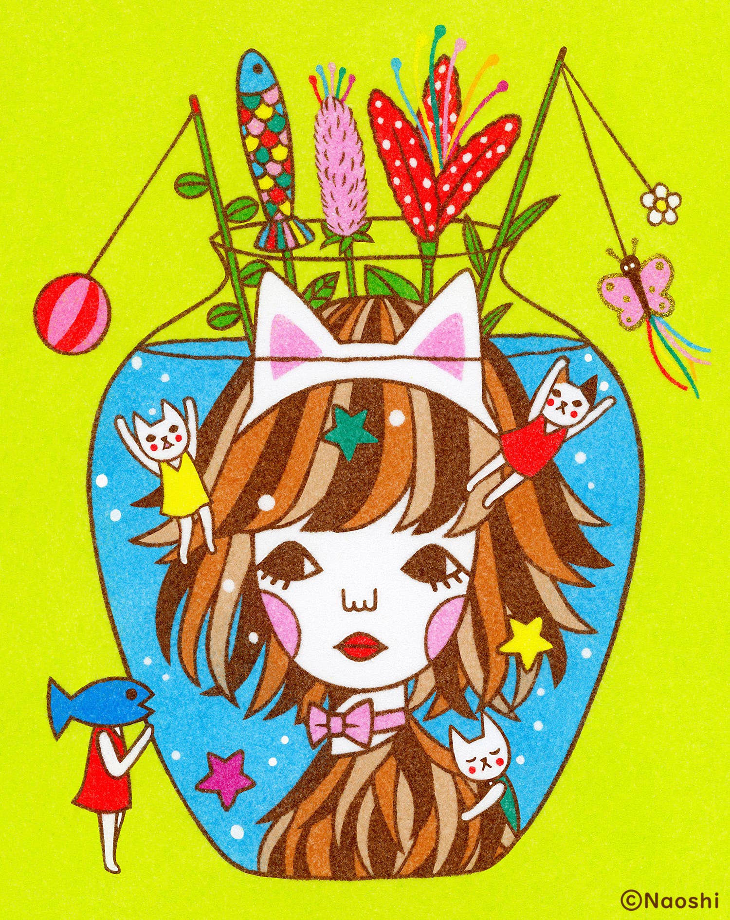 Vase -Cat Toy Flowers (8x10)