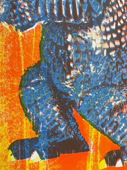 Godzilla King of Monsters - Risograph Print - Orange/Blue