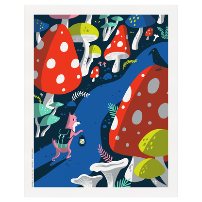 Mushroom Forest Art Print: 16x20