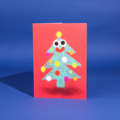 Christmas Tree Greetings Card by Jon Burgerman