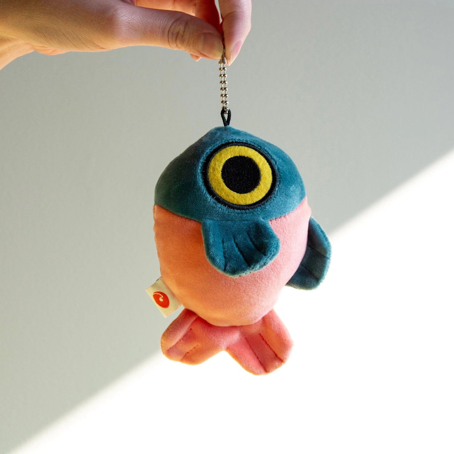 Mochi Fish Fry Plush Keychain - Coral and Dark Green