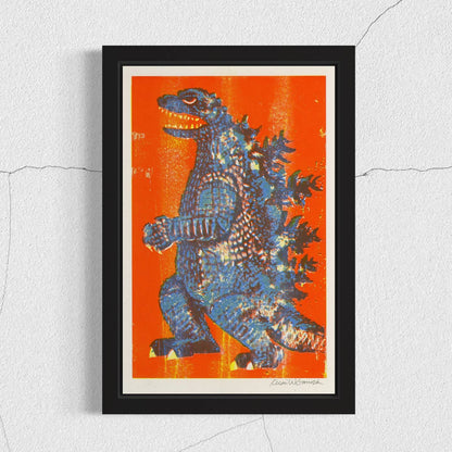 Godzilla King of Monsters - Risograph Print - Orange/Blue