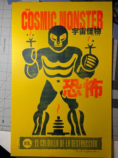 Lucha Libre Kaiju Art Print - The Cosmic Monster: Fantasy & Sci-Fi