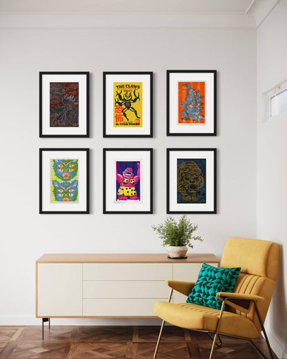 Godzilla King of Monsters - Risograph Print - Orange/Blue